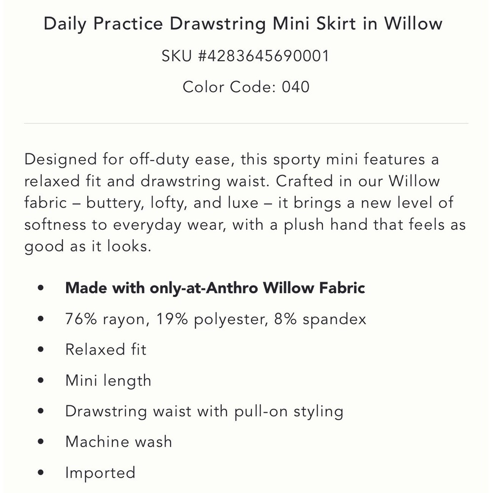 ANTHROPOLOGIE Daily Practice New Women's‎ LARGE Willow Mini Skirt Blue Sporty - Picture 13 of 14